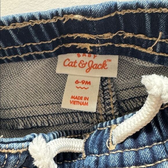 Cat & Jack Baby Girls Blue Jeans with Gray Cuffs Size 6-9 Months - Picture 3 of 4
